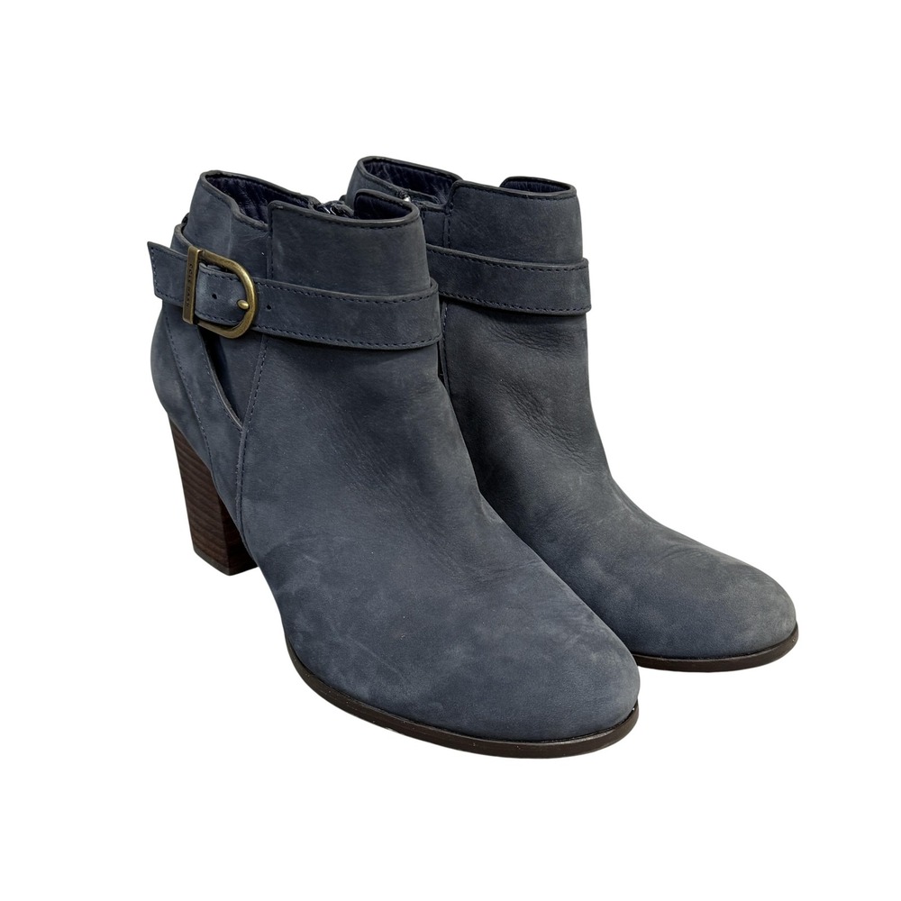 Cole Haan Boots Womens Size 6.5 Gray Suede Ankle Buckle Block Heel Grand.OS
